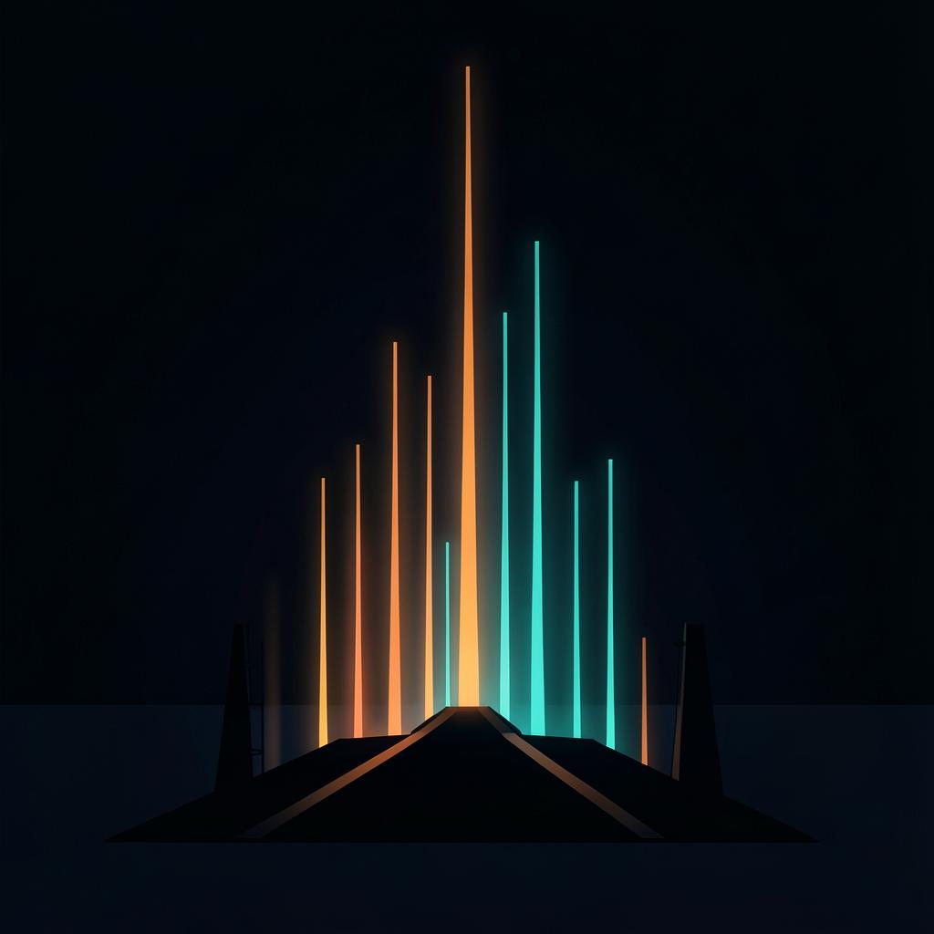 Abstract glowing lines rising upward, representing compounding business growth